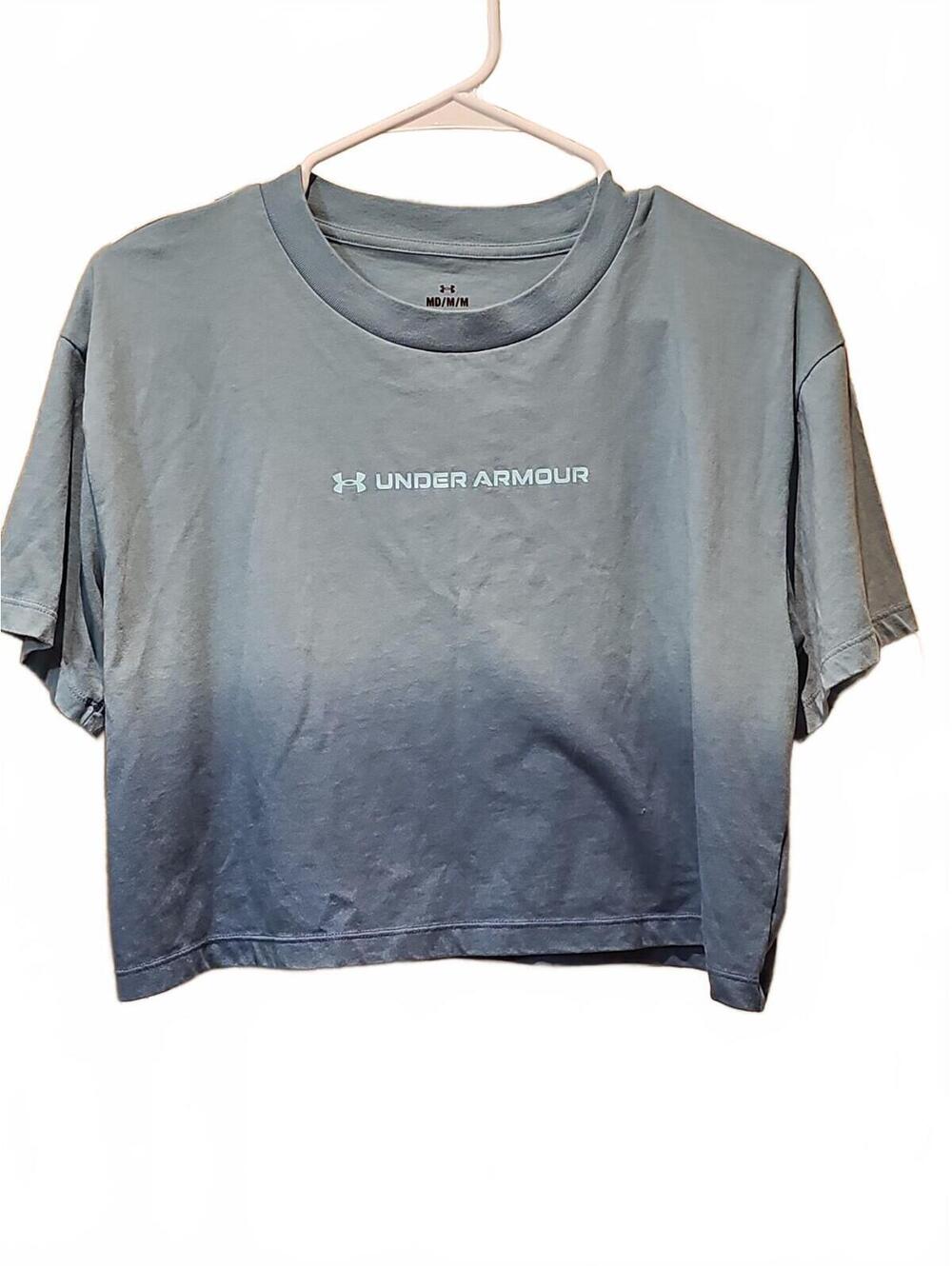 Under Armour Dip Dye Tie-Tye Blue Cropped Ombré T-Shirt New Without Tags Size M